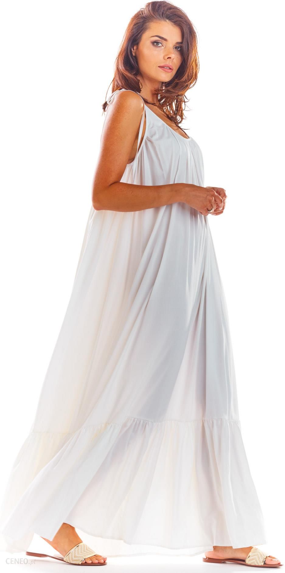 Maxi sukienka na lato na ramiączkach – biała - Ceny i opinie 