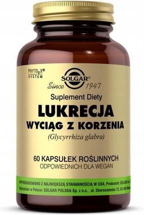 Solgar Lukrecja Wyciąg Z Korzenia 60Kaps.