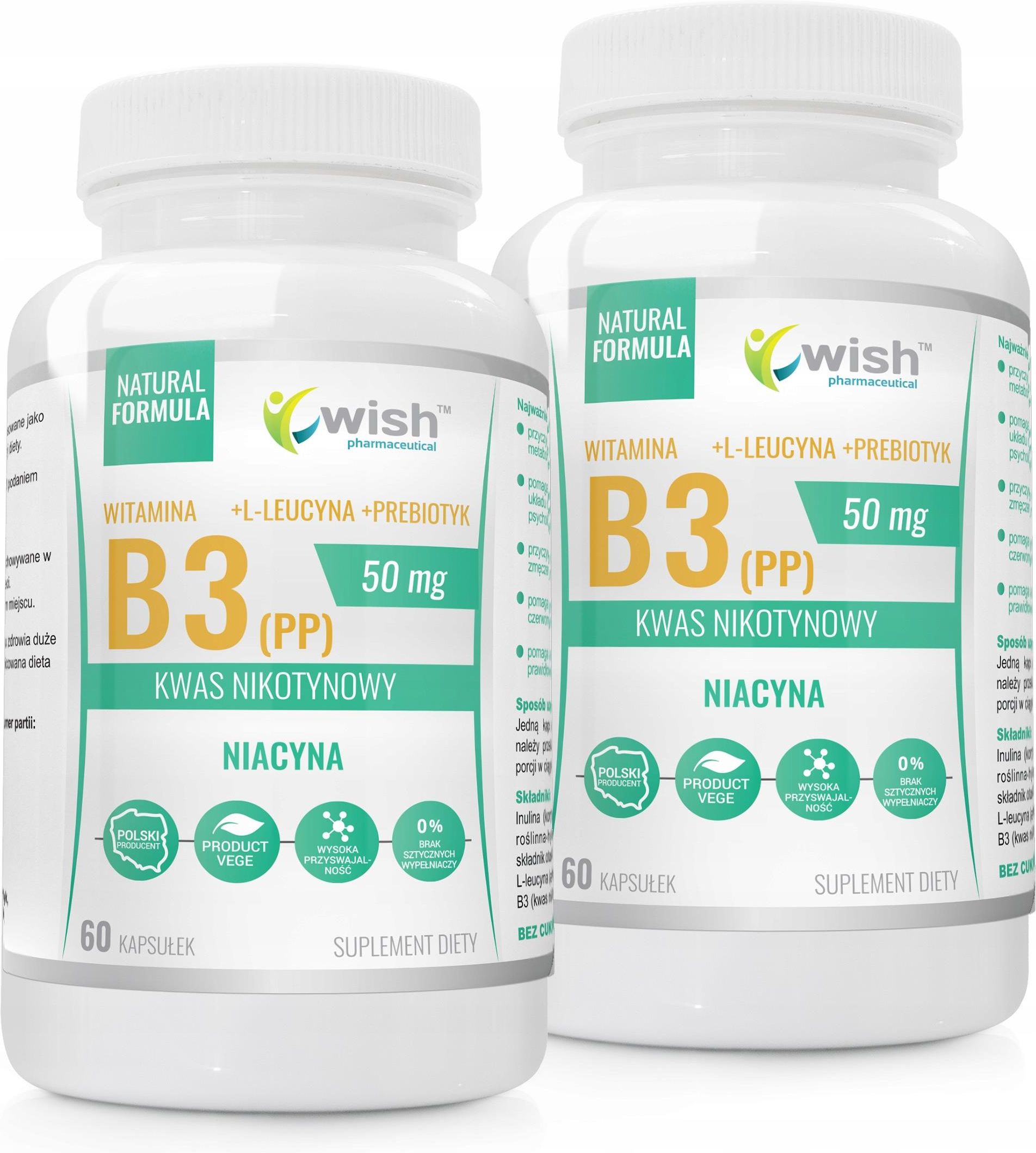 Wish Pharmaceutical Niacyna Witamina Pp B3 50mg Kwas Nikotynowy ...