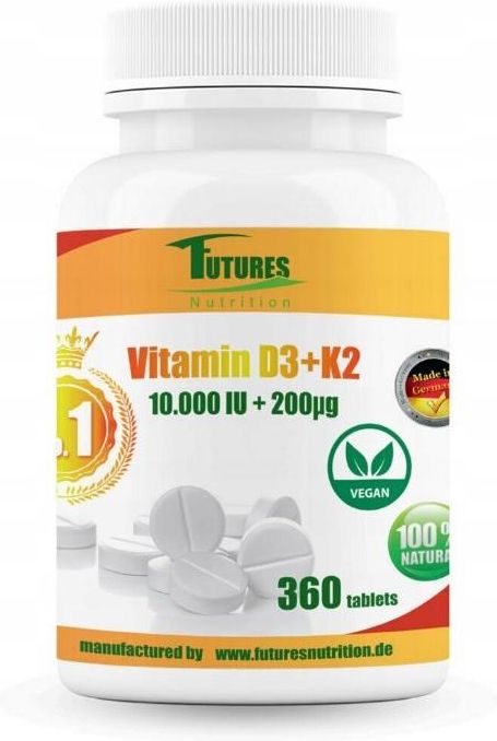 Futures Nutrition Witamina D3 10000iu Wit K2 Mk7 200mcg 2x360tabl