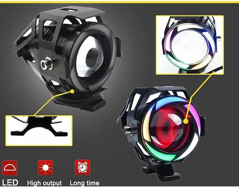 2x halogen motocyklowy U7C +RING color+WŁĄCZNIK