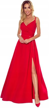Długa suknia na ramiączka Czerwona 299-1 M