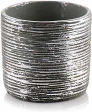 Doniczka Osłonka Ceramiczna Srebrna Walec
