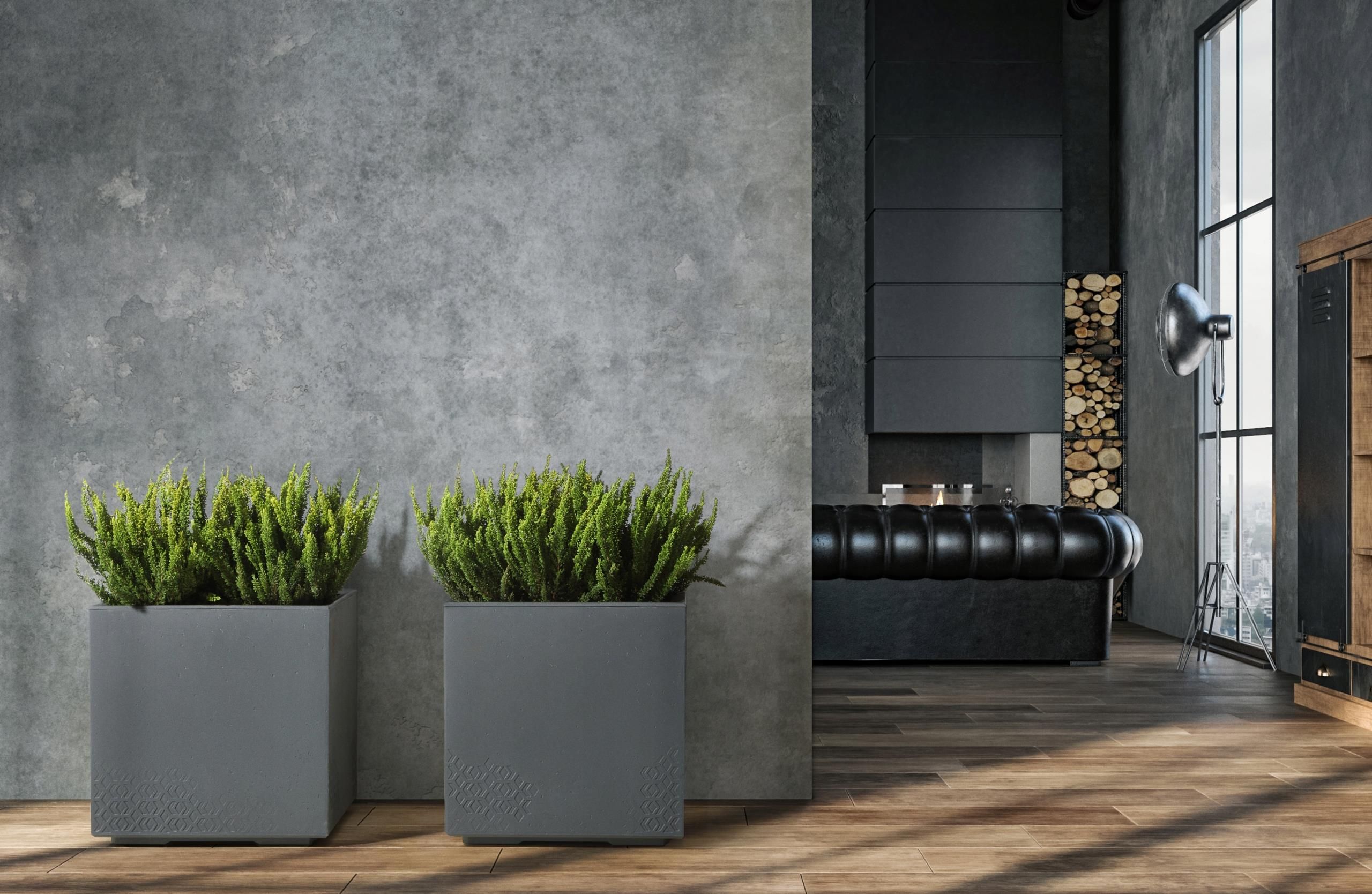 Doniczka Na Kółkach Karo Eco Recycled 40X40 Szara - zdjęcie 3 Doniczka Na Kółkach Karo Eco Recycled 40X40 Szara