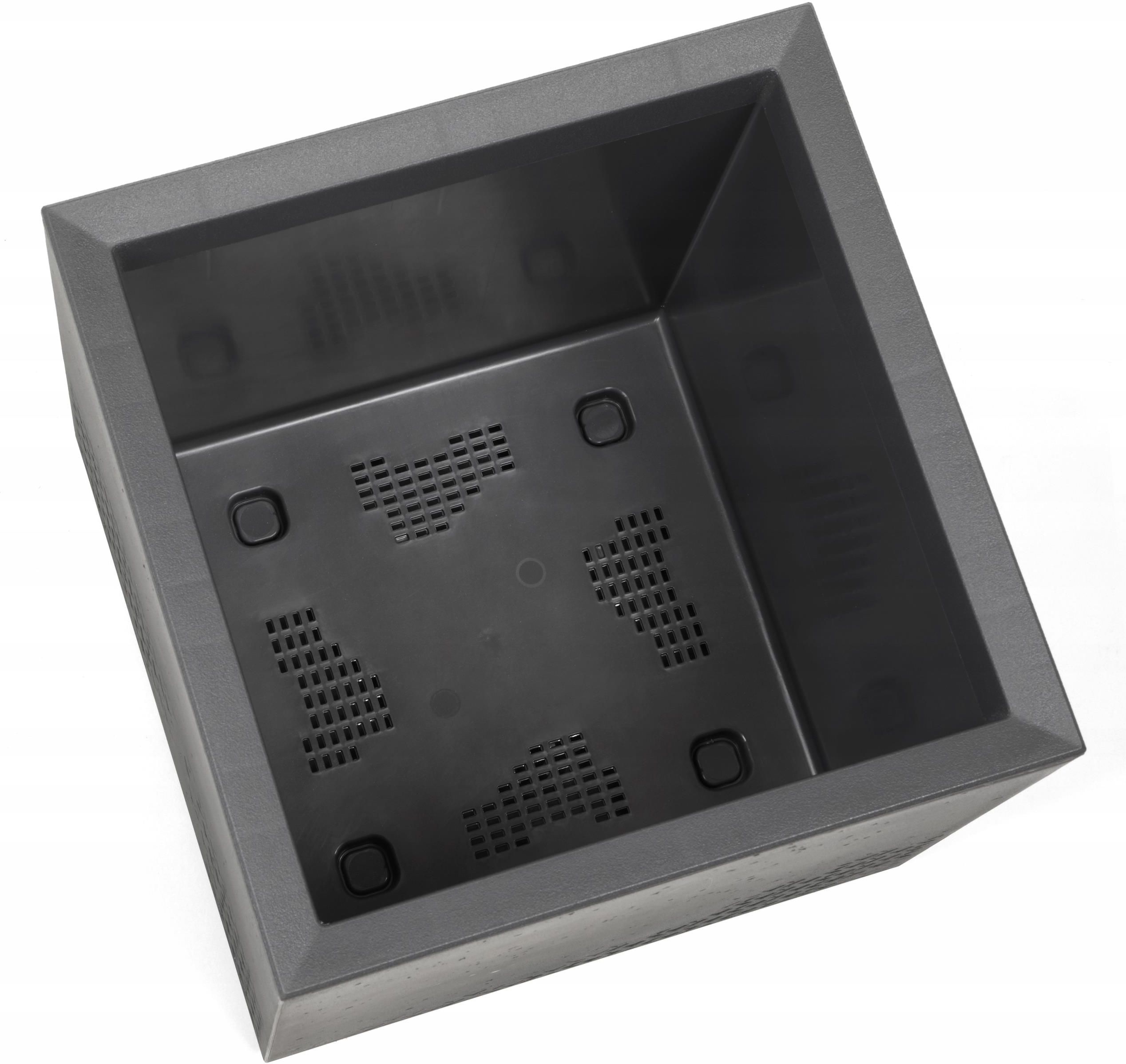 Doniczka Na Kółkach Karo Eco Recycled 40X40 Szara - zdjęcie 4 Doniczka Na Kółkach Karo Eco Recycled 40X40 Szara
