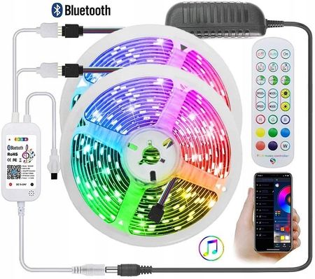 2*Taśma smart LED 5050 RGB 2*5m/12V kontroler muzyki bluetooth
