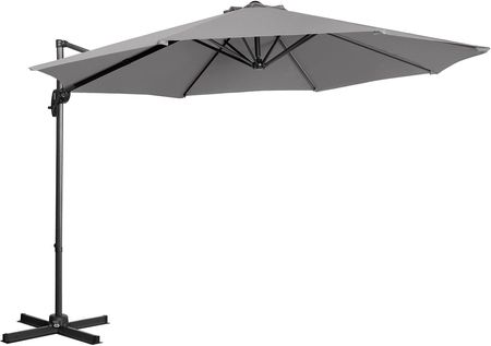 Uniprodo Parasol Ogrodowy Wiszący Ciemnoszary Okrągły Ø300cm Uchylny Uni Umbrella 2R300Dg N