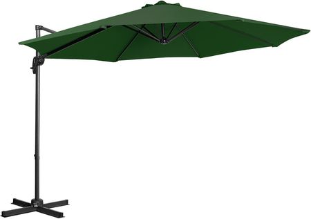Uniprodo Parasol Ogrodowy Wiszący Zielony Okrągły Ø300cm Uchylny Uni Umbrella 2R300Gr N
