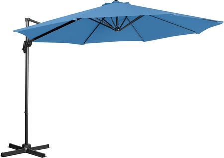 Uniprodo Parasol Ogrodowy Wiszący Niebieski Okrągły Ø300cm Uchylny Uni Umbrella 2R300Bl N