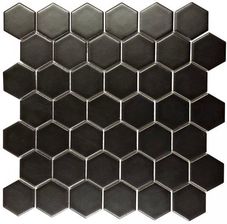 Netto Mozaika Gresowa Black Medium Hexagones Matt 30X30 Cm