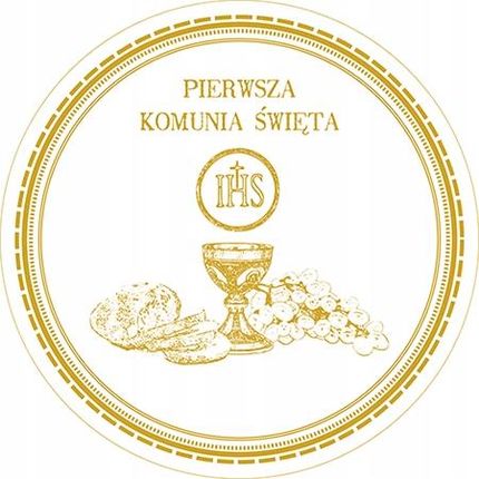 Opłatek waflowy okrągły na tort Komunia Ihs 20cm (dc40423c)