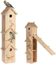 Zdjęcie Budka lęgowa 3-piętrowa dla ptaków drewniana ozdobna domek lęgowy do zawieszenia 60x15x13,5 cm - Śmigiel