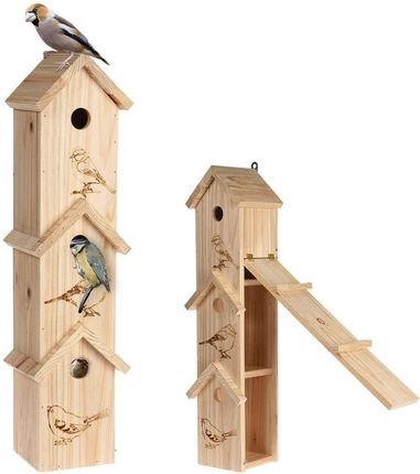 Budka lęgowa 3-piętrowa dla ptaków drewniana ozdobna domek lęgowy do zawieszenia 60x15x13,5 cm