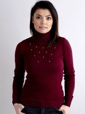 Zdjęcie Bordowy golf damski ze zdobieniami - Tychy