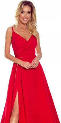 Długa suknia na ramiączka Czerwona 299-1 XL