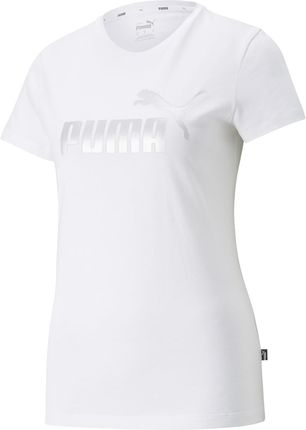Koszulka damska Puma ESSENTIALS+ METALLIC LOGO biała 84830302