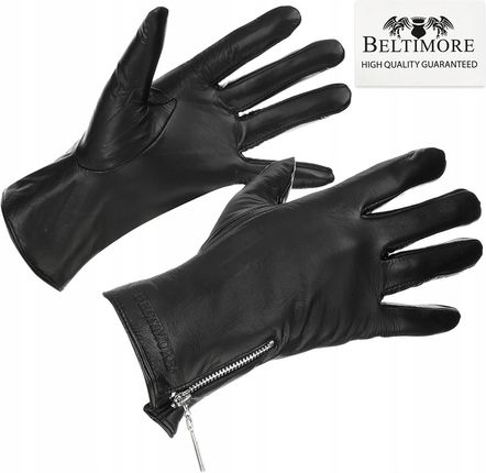 Rękawiczki skórzane damskie czarne polar Beltimore