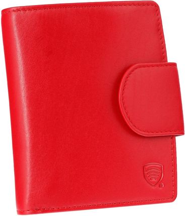 Skórzany damski portfel z ochroną RFID (Czerwony) - KUK-154PR