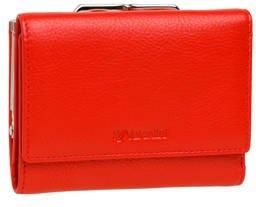 Mały skórzany damski portfel Valentini METALLIC 445 czerwony