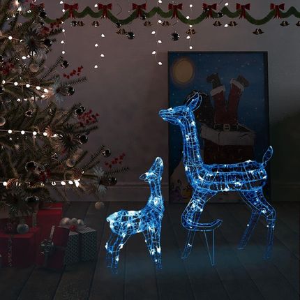 vidaXL Świąteczne Renifery Akrylowe 160 Niebieskich Diod Led