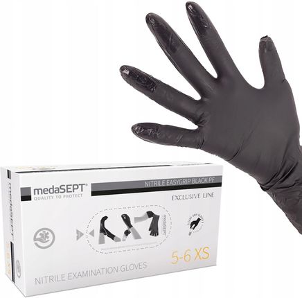 Rękawice nitrylowe medaSEPT Czarne Pf -100szt- M