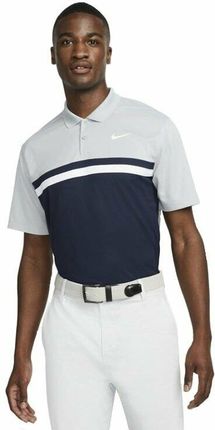 Nike Dri-Fit Victory Color-Blocked Mens Polo Shirt Light Grey/Obsidian/White S