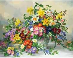 Tableau Peinture Par Numéros Fleurs dans un Vase 40x50