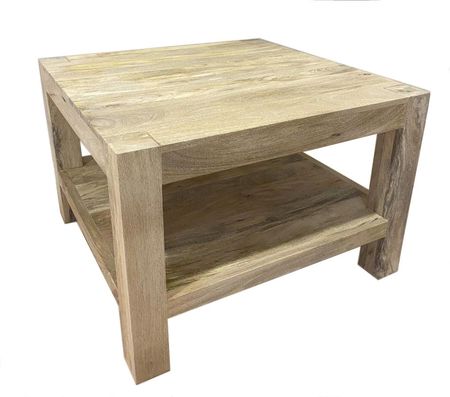 Cudnemeble Drewniany stolik kawowy z półką 80x80 naturalny kolor