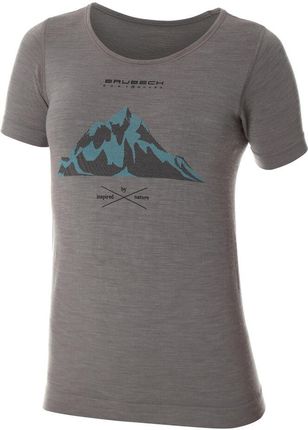 Brubeck Koszulka Turystyczna Z Merino Damska Szary Góry