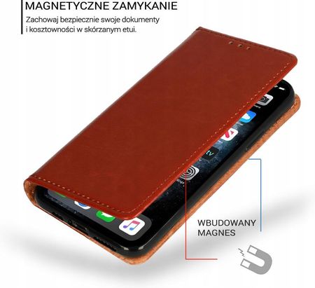 Kabura Book do iPhone 13 Pro Max Brązowa skóra - zdjęcie 3