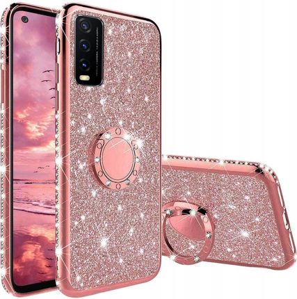 Etui Brokat Glitter Ring Case Do Vivo Y20S Uchwyt