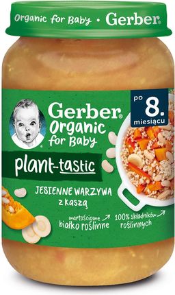 Gerber Organic Plant-Tastic Obiadek Jesienne Warzywa Z Kaszą dla niemowląt po 8 Miesiącu 190g