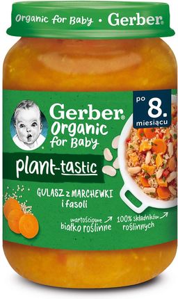Gerber Organic Plant-Tastic Obiadek Gulasz Z Marchewki I Fasoli dla niemowląt po 8 Miesiącu 190g