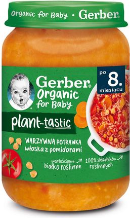 Gerber Organic Plant-Tastic Obiadek Warzywna Potrawka Włoska Z Pomidorami dla niemowląt po 8 miesiącu 190g