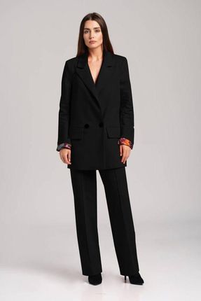 Bawełniane spodnie garniturowe (Czarny, XL)