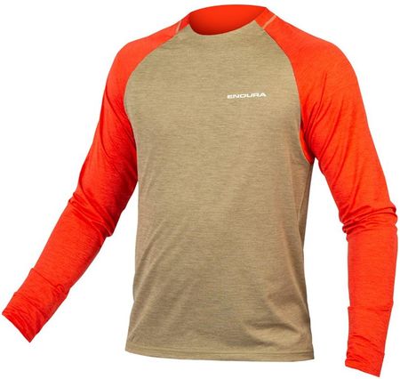 Endura Koszulka Z Długim Rękawem Singletrack Beżowy Pomarańczowy R. L