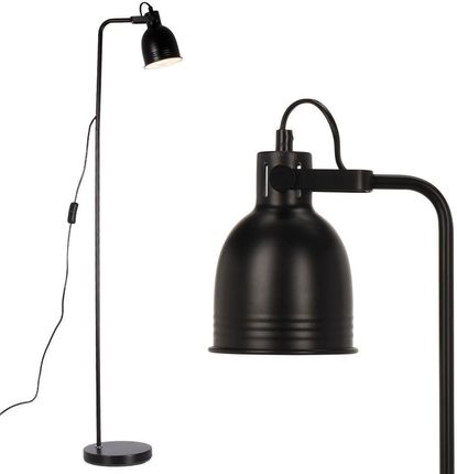 Lampa stojąca podłogowa metalowa do czytania nocna czarna loft 129 cm