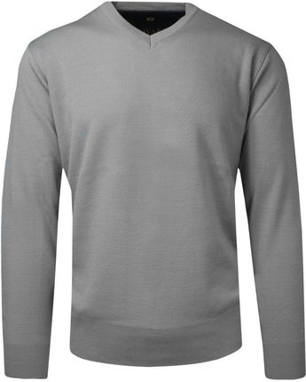 Sweter Szary Wełniany W Serek V Neck Męski Cienki Hovard Swkowhvrd501Vagri