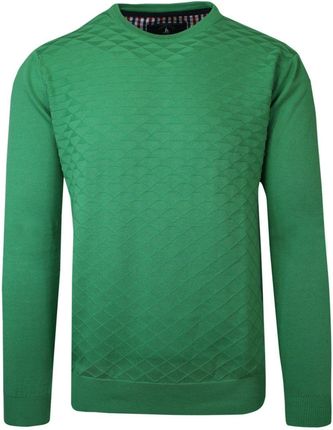 Sweter Zielony Z Okrągłym Dekoltem Tłoczony Wzór U Neck Męski Bartex Swkowbrtx0005Zielonywzu