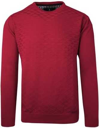 Sweter Czerwony Z Okrągłym Dekoltem Tłoczony Wzór U Neck Męski Bartex Swkowbrtx0003Czerwonyu