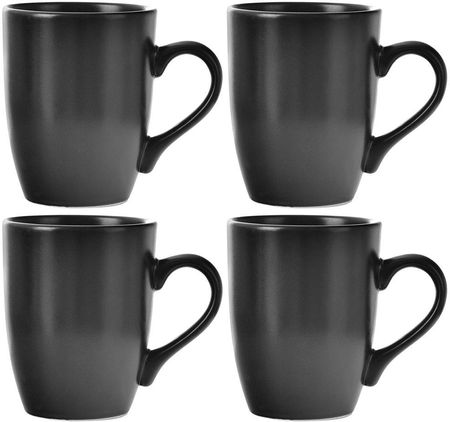 Orion zestaw kubków z uchem do picia kawy herbaty napojów ceramiczny czarny ALFA 350 ml 4 szt.