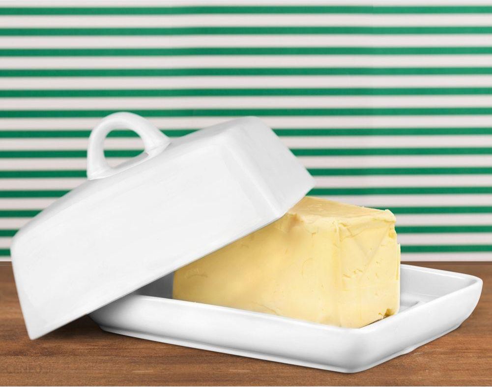 Maselniczka maselnica pojemnik na masło ceramiczna biała