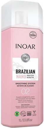 Inoar Brazilian Nano Protein Keratin Smoothing System 02 Keratynowa Kuracja Prostująca Włosy z Aminokwasami 1000ml