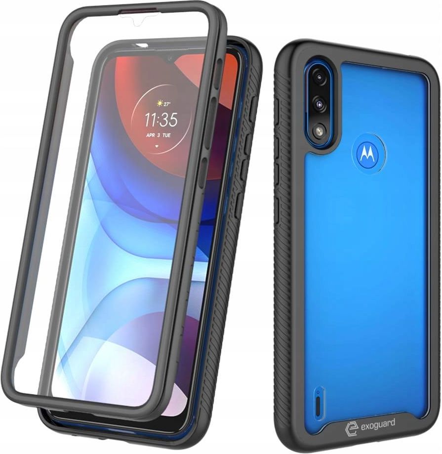 SDTEK Custodia 360° Per Motorola Moto E7i Power - Con Vetro Temperato Integrato, Cover Protettiva TPU E Plastica, Antigraffio