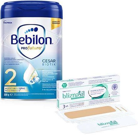 Bebilon Profutura Cesar Biotik 2 Mleko Następne Po 6. Miesiącu 800G + Bliznasil Plastry Na Blizny (Cieliste 17X3,5Cm) 3Szt.