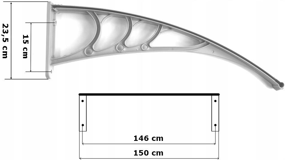 Gockowiak Zadaszenie Daszek Nad Drzwi 150X80 Poliwęglan Dach (5902340304839)