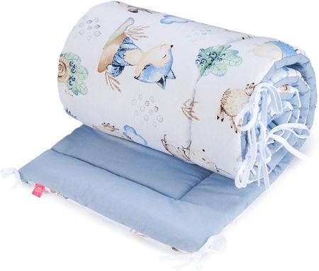 Babyboom dwustronny ochraniacz do łóżeczka dziecięcego Premium 180x30cm Jeżyk i przyjaciele/niebieski