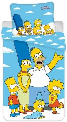 Pościel Dziecięca Family Simpsons 5055 Niebieska Jerry Fabrics Rozmiar 140X200 Cm