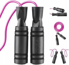 Zdjęcie 4FIZJO Skakanka Basic Z Antypośligowymi Uchwytami Czarny Różowy - Kępice