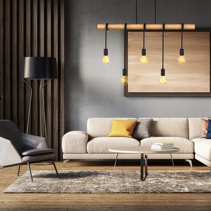 Ns-Lighting Lampa Wisząca - Retro - Drewno - Nad Stół - Blat